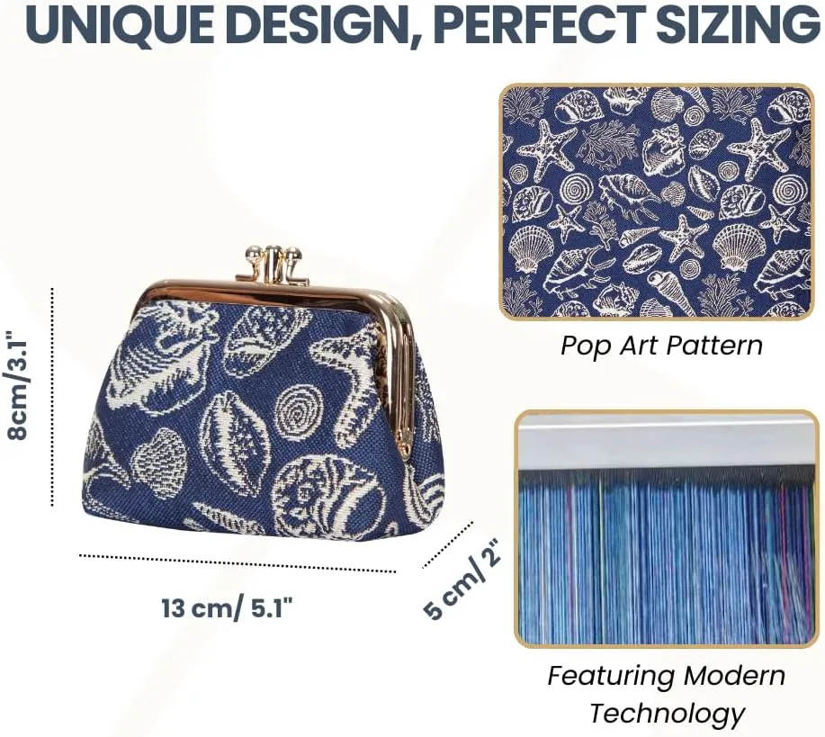 Signare Tapestry Double Pocket Change Pouch Kiss lock Coin Purse for Women