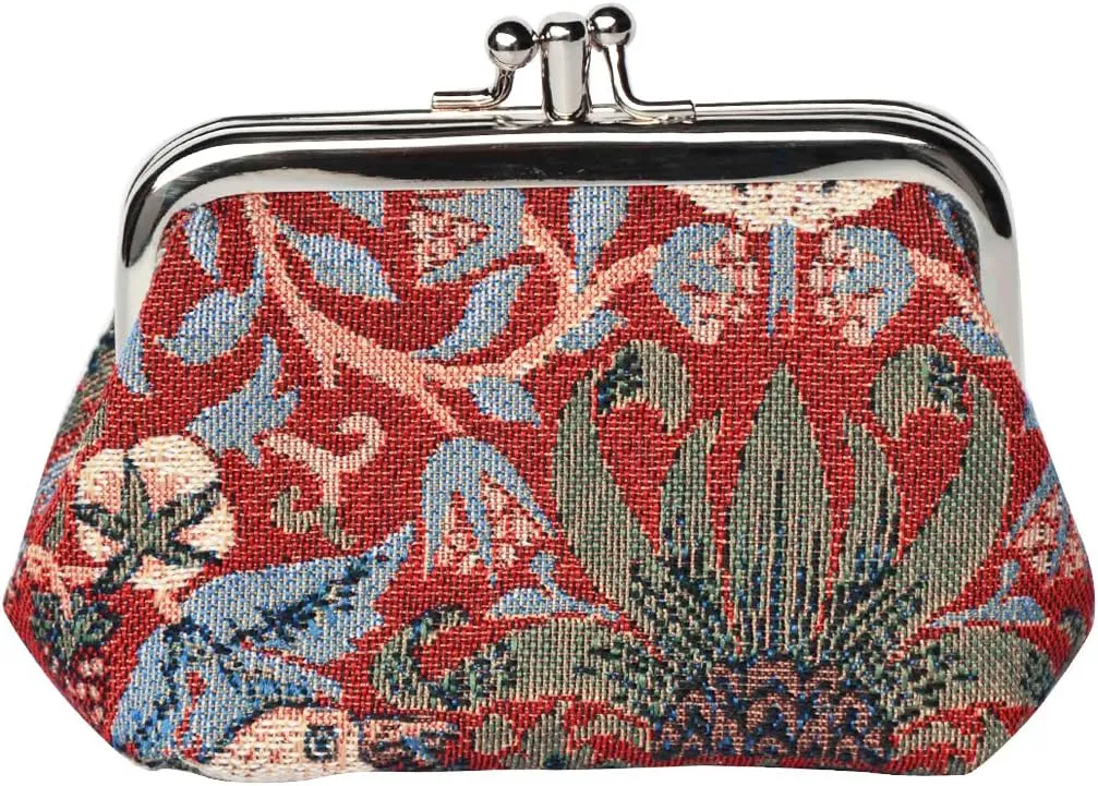 Signare Tapestry Double Pocket Change Pouch Kiss lock Coin Purse for Women