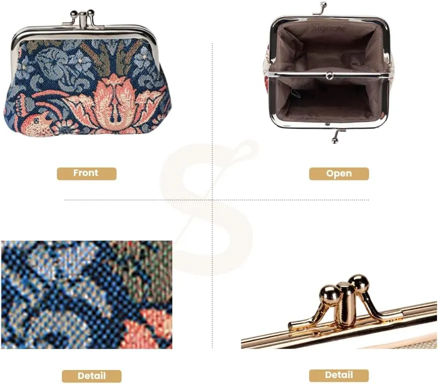 Signare Tapestry Double Pocket Change Pouch Kiss lock Coin Purse for Women