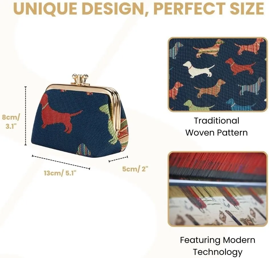 Signare Tapestry Double Pocket Change Pouch Kiss lock Coin Purse for Women