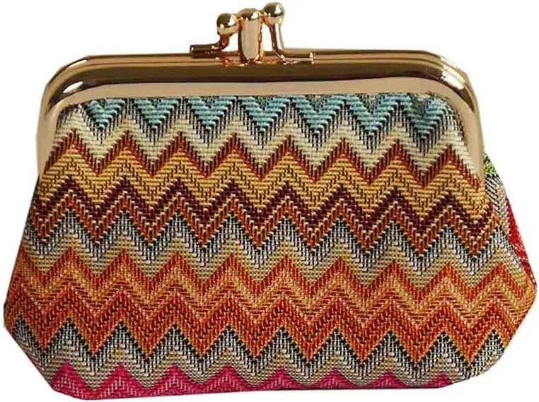 Signare Tapestry Double Pocket Change Pouch Kiss lock Coin Purse for Women