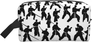 Silhouettes of Martial Arts Print Travel Essentials Storage Bag Cosmetic Organizer Pouch Large Capacity Zippered