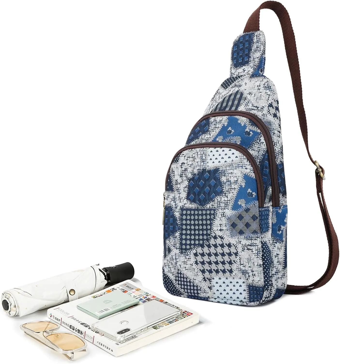 SILKAREA Canvas Sling Bag for Wome Crossbody Purse Small Sling Backpack Purse Travel Hiking Chest Bag Daypack