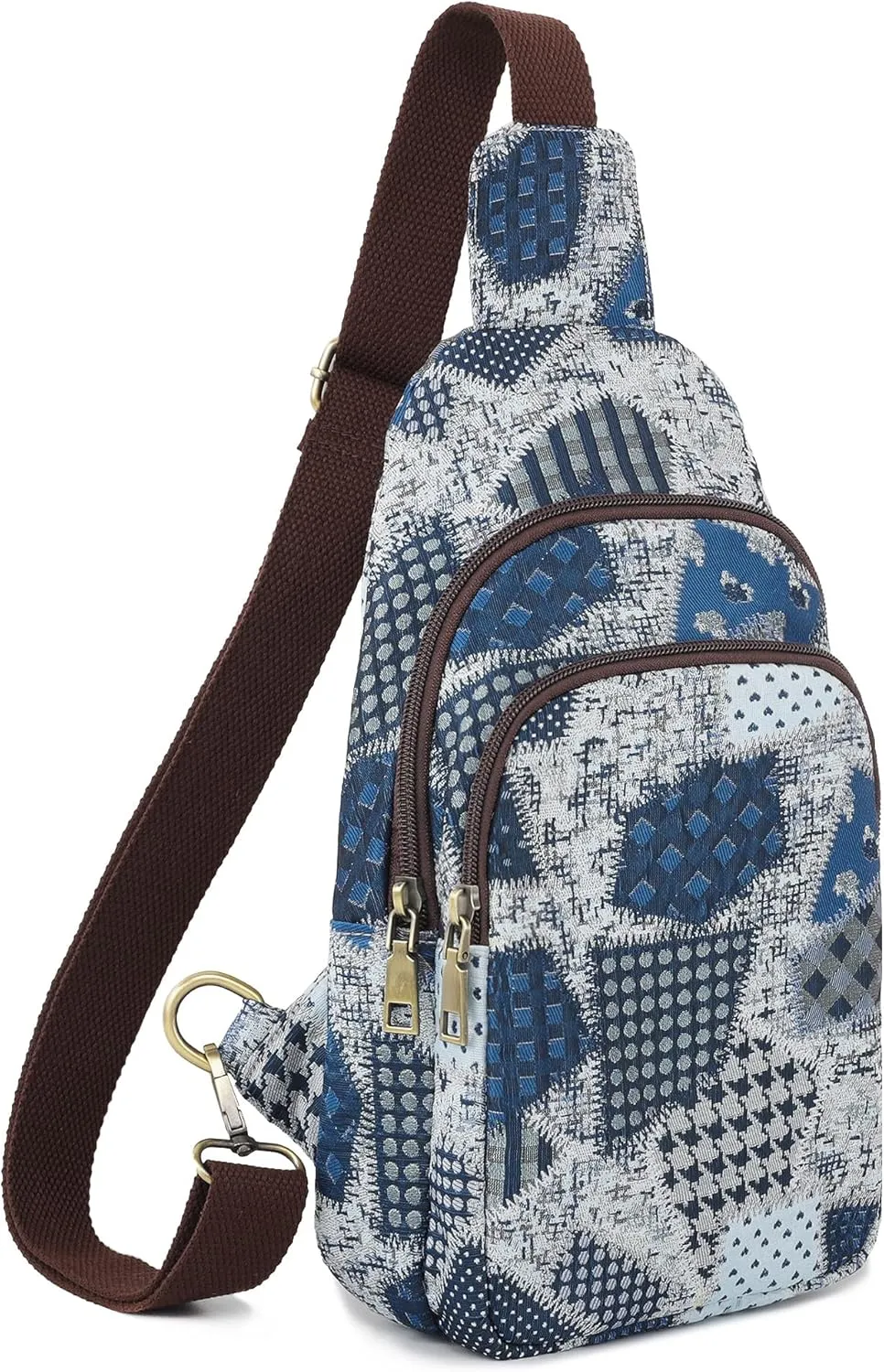 SILKAREA Canvas Sling Bag for Wome Crossbody Purse Small Sling Backpack Purse Travel Hiking Chest Bag Daypack