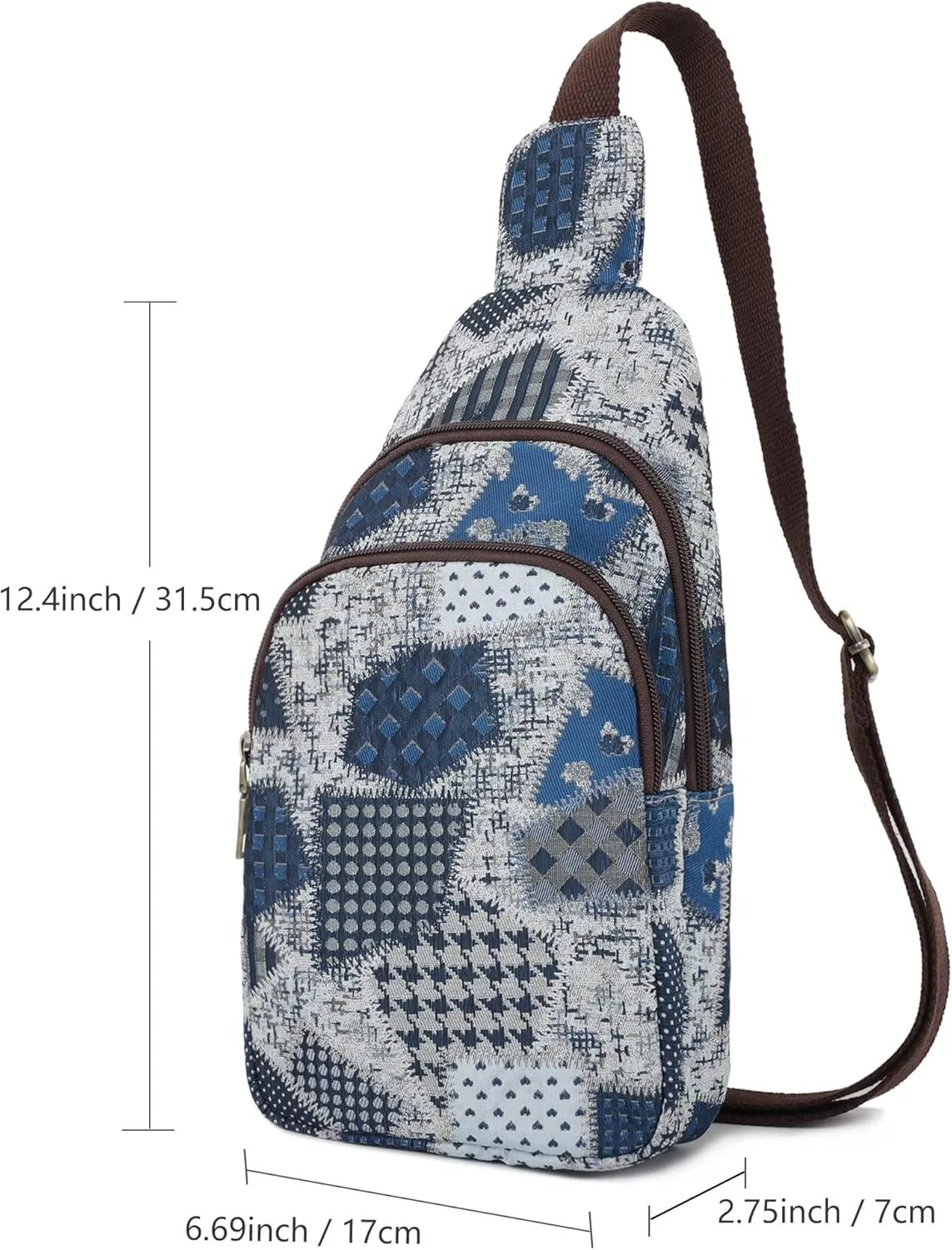 SILKAREA Canvas Sling Bag for Wome Crossbody Purse Small Sling Backpack Purse Travel Hiking Chest Bag Daypack