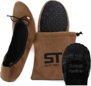 Silky Toes Foldable Flats for Women Purse Ballet Shoes Ballerina Slippers