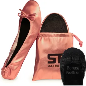 Silky Toes Foldable Flats for Women Purse Ballet Shoes Ballerina Slippers
