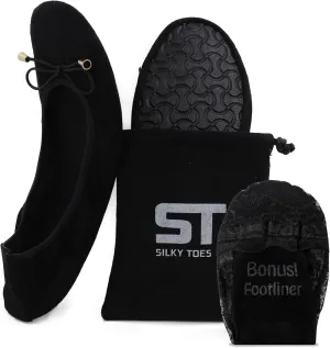 Silky Toes Foldable Flats for Women Purse Ballet Shoes Ballerina Slippers