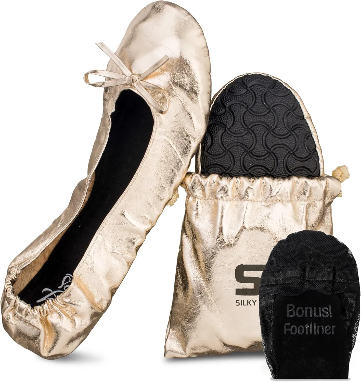 Silky Toes Foldable Flats for Women Purse Ballet Shoes Ballerina Slippers