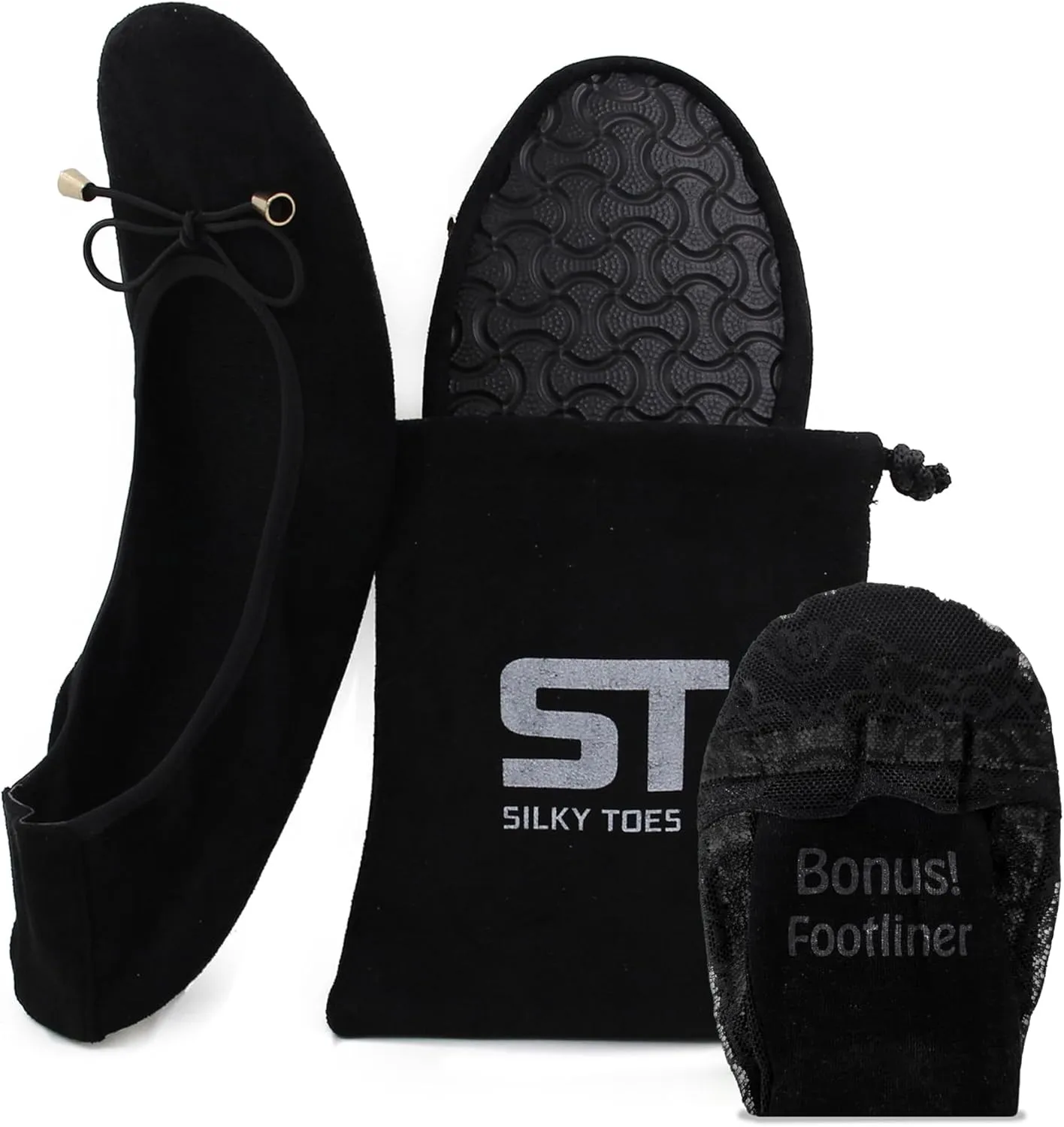 Silky Toes Foldable Flats for Women Purse Ballet Shoes Ballerina Slippers