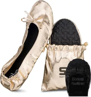 Silky Toes Foldable Flats for Women Purse Ballet Shoes Ballerina Slippers