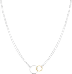 Silpada 'Pagosa' Circle Linking Station Necklace in Sterling Silver and 14K Gold Plating
