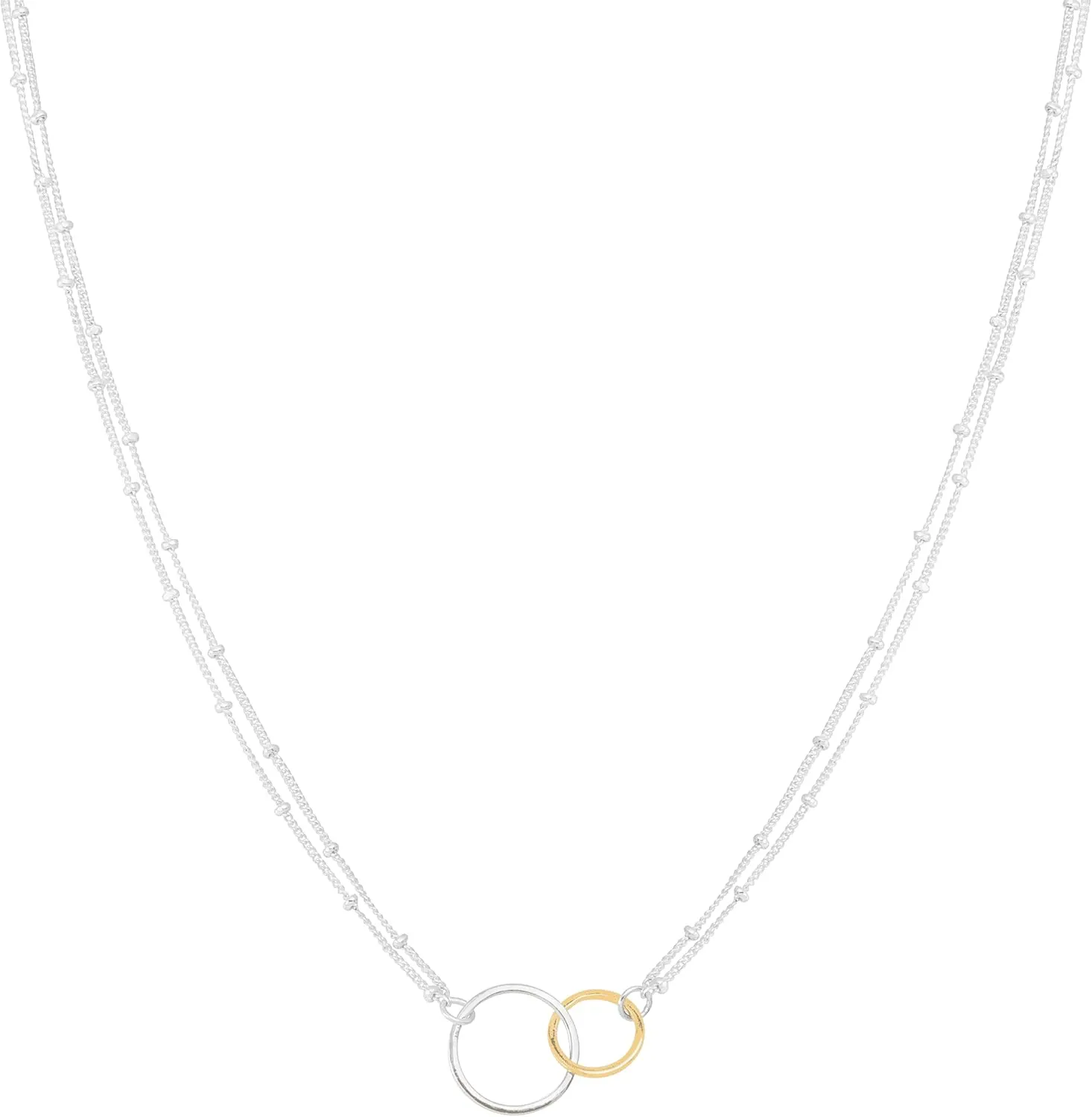 Silpada 'Pagosa' Circle Linking Station Necklace in Sterling Silver and 14K Gold Plating
