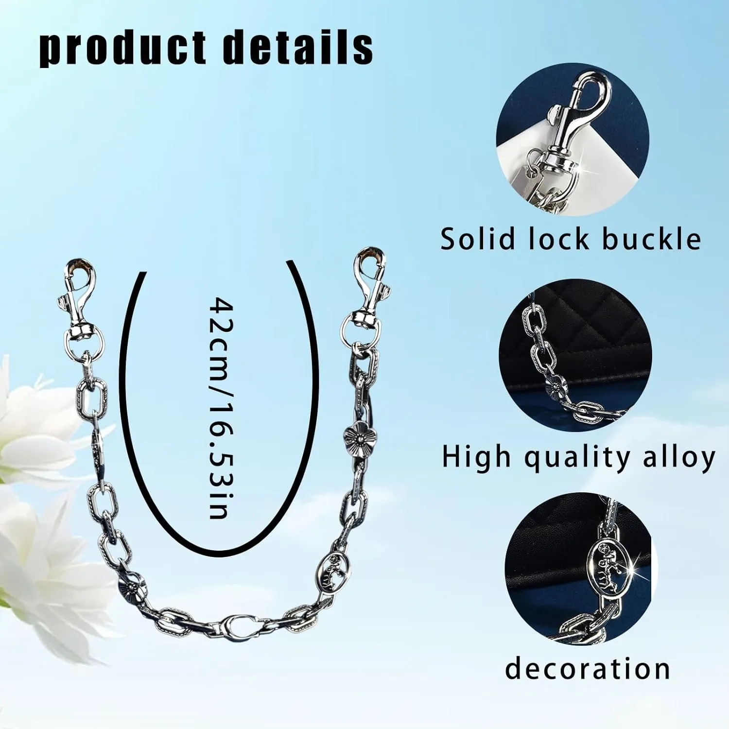 ﻿Silver Cute Bag Charms Wallet Chain Keychains Gold Chain For Purse Purse Accessories For Handbags For women