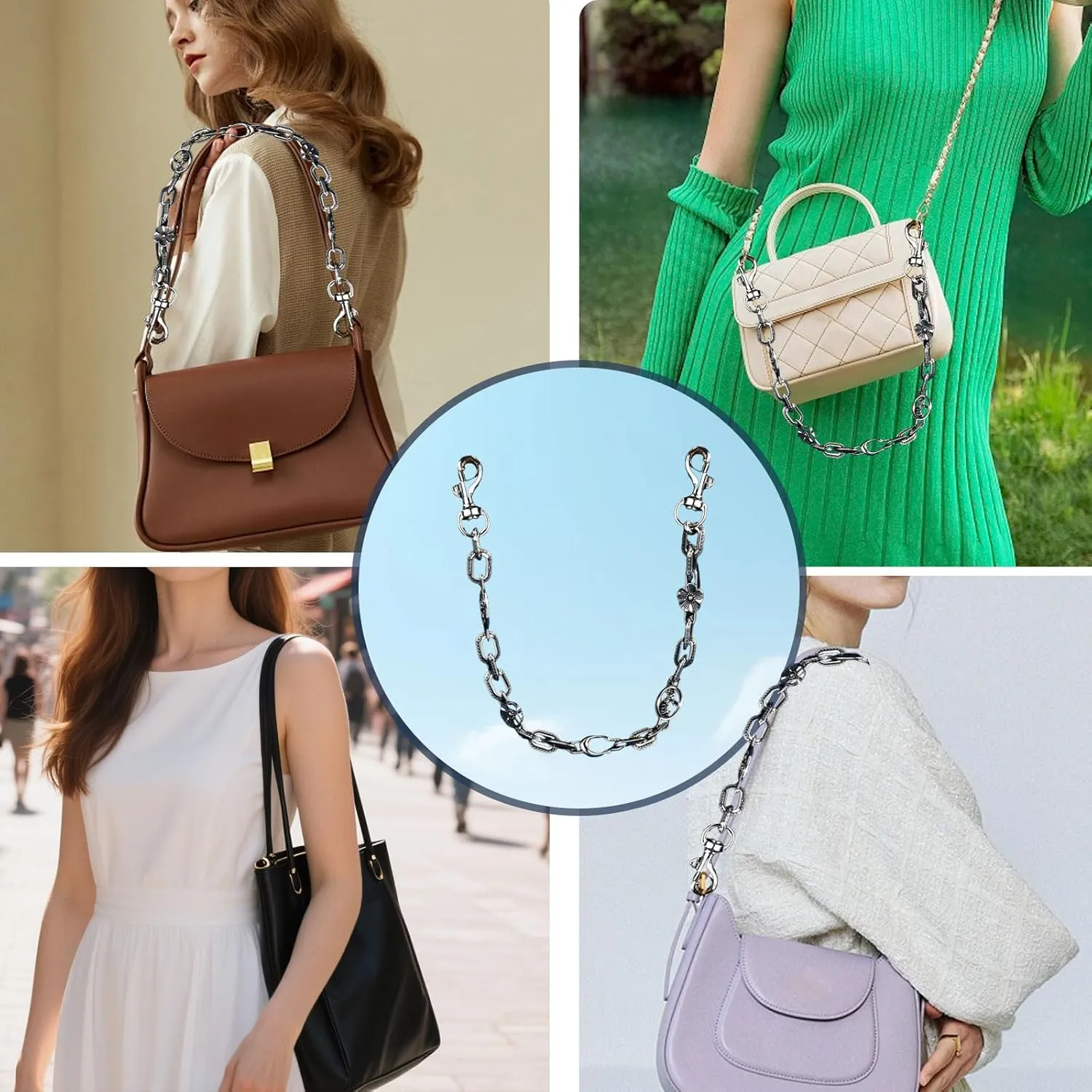 ﻿Silver Cute Bag Charms Wallet Chain Keychains Gold Chain For Purse Purse Accessories For Handbags For women