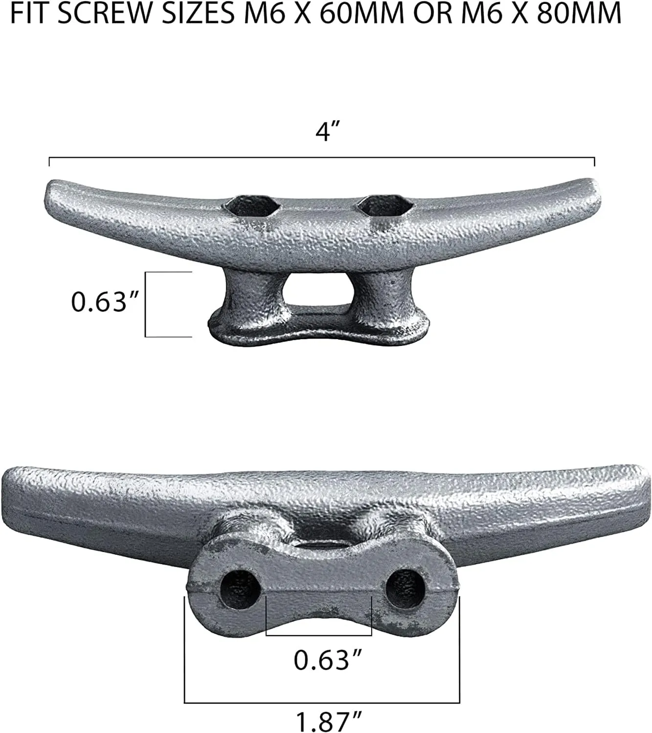 Simplified Living 4" Dock Cleats | Weatherproof Galvanized Cast Iron 4 Inch Boat Cleat Tie Downs for Marine Pier or Decorative Nautical Maritime Decor | 4, 8 or 16 Pack