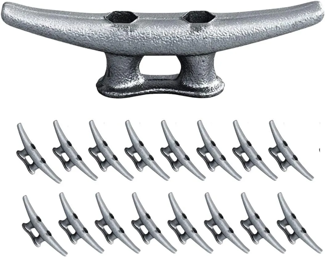 Simplified Living 4" Dock Cleats | Weatherproof Galvanized Cast Iron 4 Inch Boat Cleat Tie Downs for Marine Pier or Decorative Nautical Maritime Decor | 4, 8 or 16 Pack