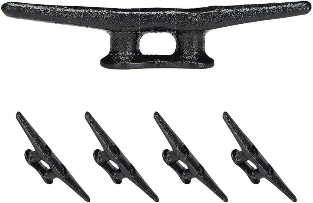 Simplified Living 6" Dock Cleat | Weatherproof Electrophoretic Coated Cast Iron 6 Inch Black Boat Cleat Tie Downs for Marine Pier or Decorative Nautical Maritime Décor | 4, 8, or 16 Pack