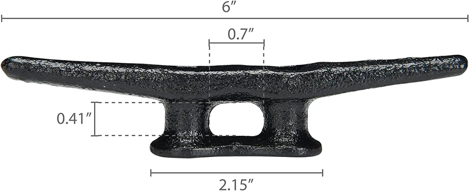 Simplified Living 6" Dock Cleat | Weatherproof Electrophoretic Coated Cast Iron 6 Inch Black Boat Cleat Tie Downs for Marine Pier or Decorative Nautical Maritime Décor | 4, 8, or 16 Pack