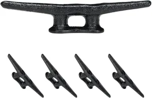 Simplified Living 6" Dock Cleat | Weatherproof Electrophoretic Coated Cast Iron 6 Inch Black Boat Cleat Tie Downs for Marine Pier or Decorative Nautical Maritime Décor | 4, 8, or 16 Pack