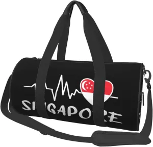Singapore Heartbeat Duffel Bag Gym Bag Travel Sports Tote Large Foldable Beach Swim Yoga8