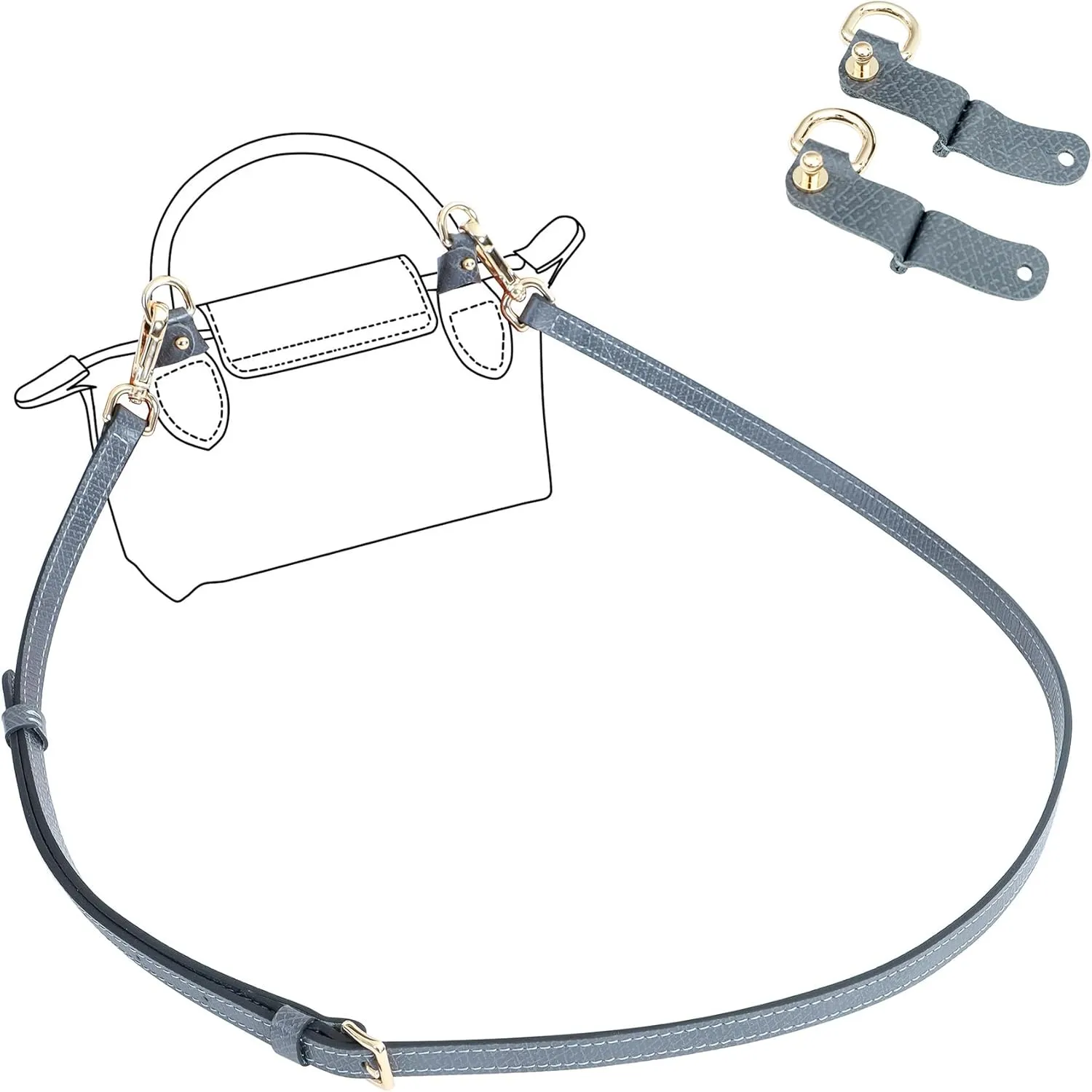 Single Handle No-punching Conversion Set for LONGCHAMP Mini Le Pliage (Gold Buckle-004)