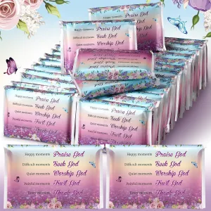 Sinmoe 60 Pack Pocket Tissues Travel Packs Christian Travel Tissues Wallet Facial Tissues 3 Ply Pocket Size for Guests Mini Tissues for Breast Cancer Wedding Xmas Graduation(Butterfly)