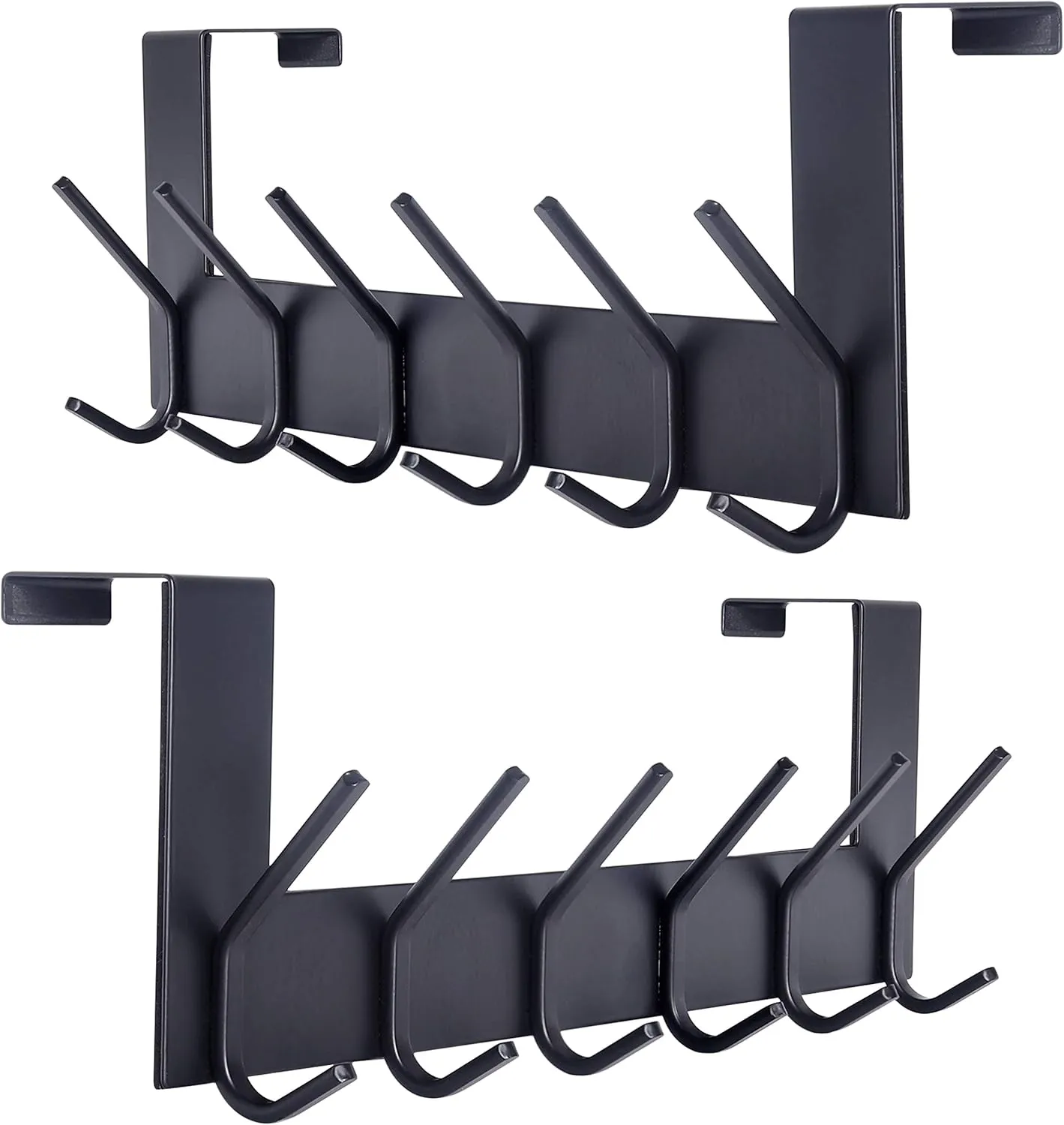 SKOLOO Over The Door Hook, Black, No Assembly Required, Stainless Steel, Door Coat Rack for Entryway, Over Door Towel Hooks for Bathroom, Coat Hooks for Hanging Coats, Backpack, Jacket, Pack of 2