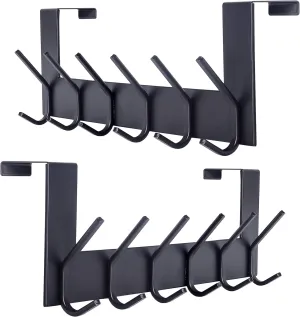 SKOLOO Over The Door Hook, Black, No Assembly Required, Stainless Steel, Door Coat Rack for Entryway, Over Door Towel Hooks for Bathroom, Coat Hooks for Hanging Coats, Backpack, Jacket, Pack of 2
