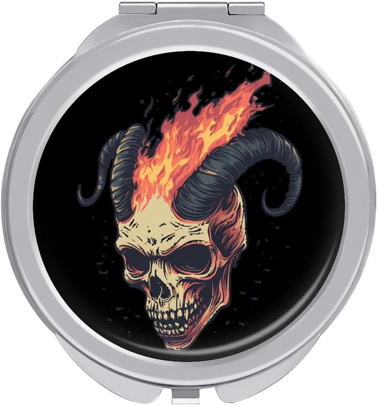 Skull Goat Compact Makeup Mirror Mini Foldable Cosmetic Mirror Portable Travel Mirror for Purse Pocket