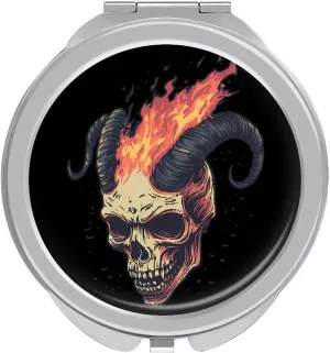 Skull Goat Compact Makeup Mirror Mini Foldable Cosmetic Mirror Portable Travel Mirror for Purse Pocket