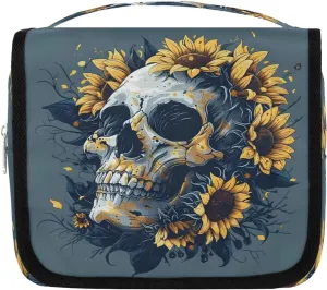 Skull Sunflower Hanging Toiletry Bag for Women Travel Makeup Bag Cosmetic Organizer Travel Toiletries Bag for Men