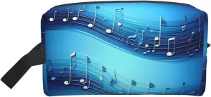 Sky blue musical notes Print Travel Essentials Storage Bag Cosmetic Organizer Pouch Large Capacity Zippered