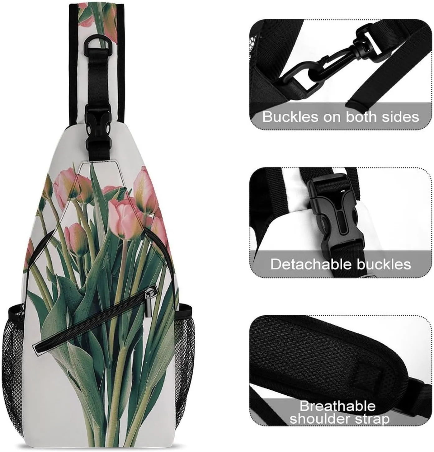 Sling Backpack Crossbody for Man Woman A Bouquet of Red Flower Cross Body Adjustable Chest Bag