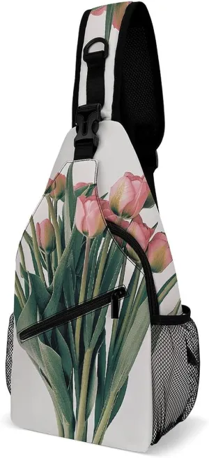 Sling Backpack Crossbody for Man Woman A Bouquet of Red Flower Cross Body Adjustable Chest Bag