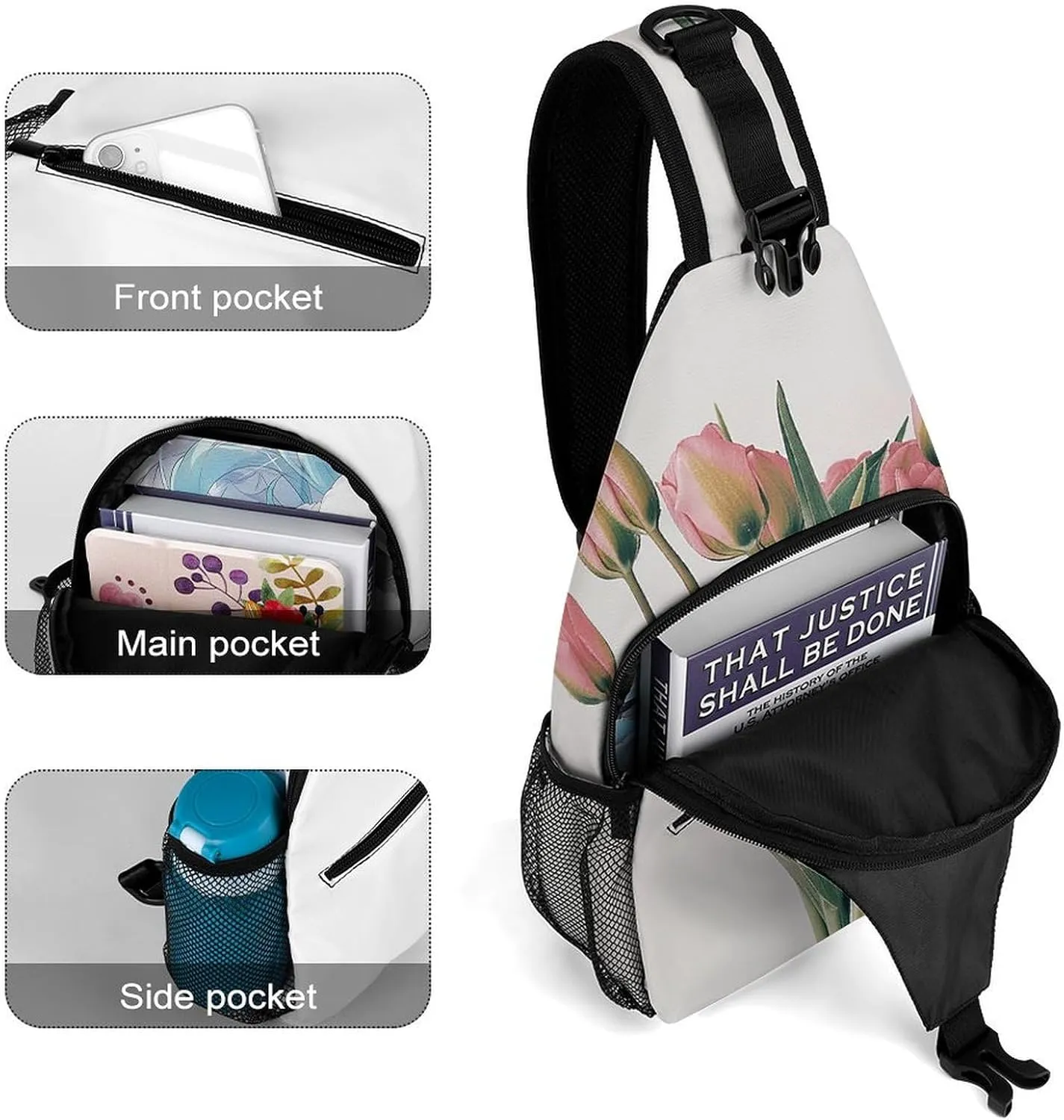 Sling Backpack Crossbody for Man Woman A Bouquet of Red Flower Cross Body Adjustable Chest Bag