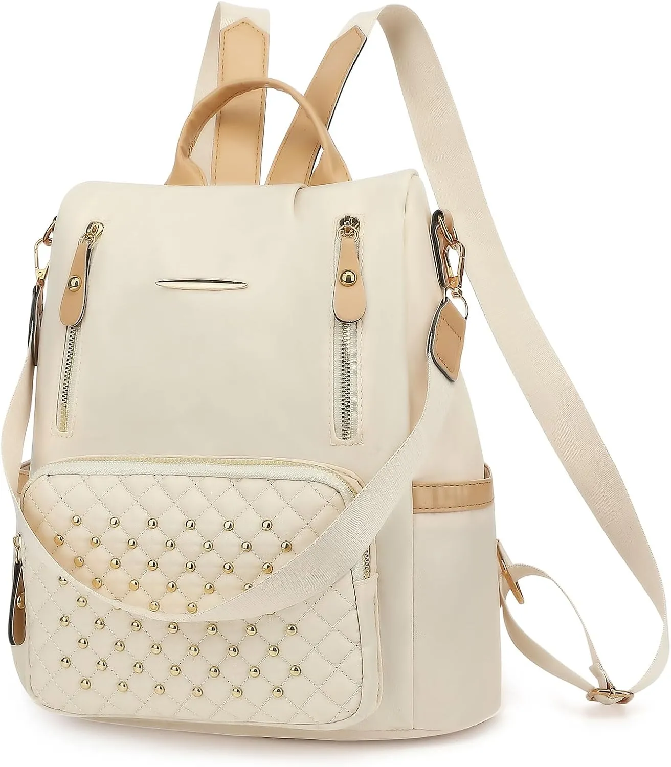 Small Backpack Purse for Women, Ladies Anti Theft Backpack Purse with Rivets Pattern, Convertible Shoulder Bag, Slightly Waterproof & Lightweight, Maximum Capacity up to 11'' Tablet
