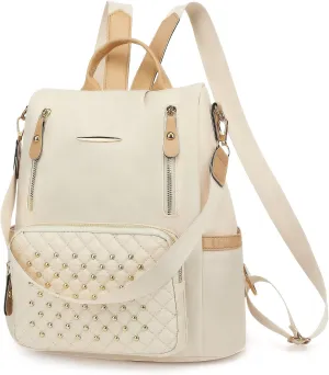 Small Backpack Purse for Women, Ladies Anti Theft Backpack Purse with Rivets Pattern, Convertible Shoulder Bag, Slightly Waterproof & Lightweight, Maximum Capacity up to 11'' Tablet