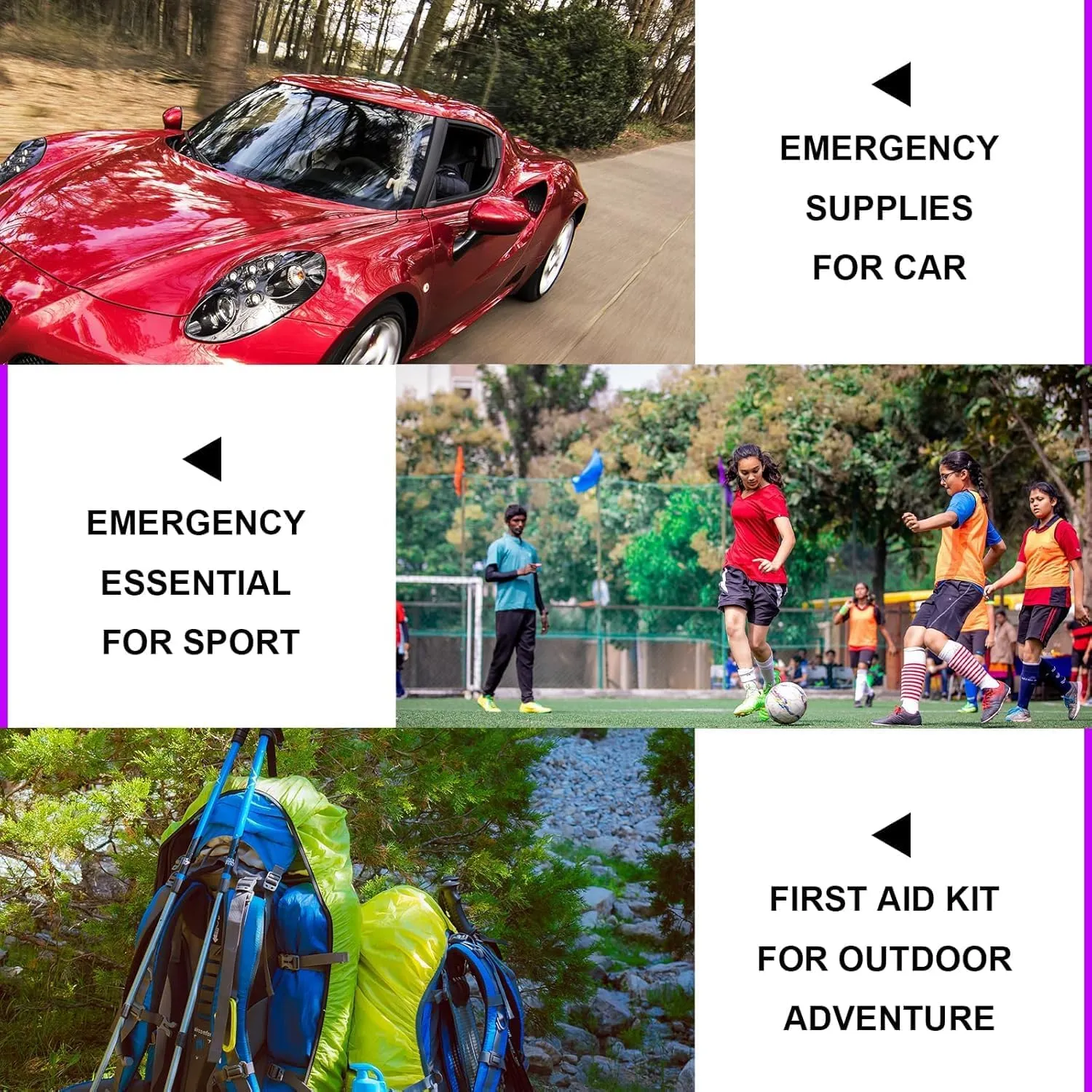 Small-Campact First-Aid Kit-Refill Supplies-Basic Emergency-Essentials - 300PCS Home Essentials Emergency Accident Kits for Businesses Workplace Outside Travel Purple 1st Aid