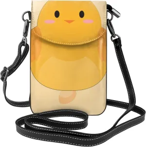 Small Cell Phone Purse - Stylish Quality And Soft Leather Messenger Horizontal Purse Crossbody Flap Phone Case For Women cartoon chick Printed