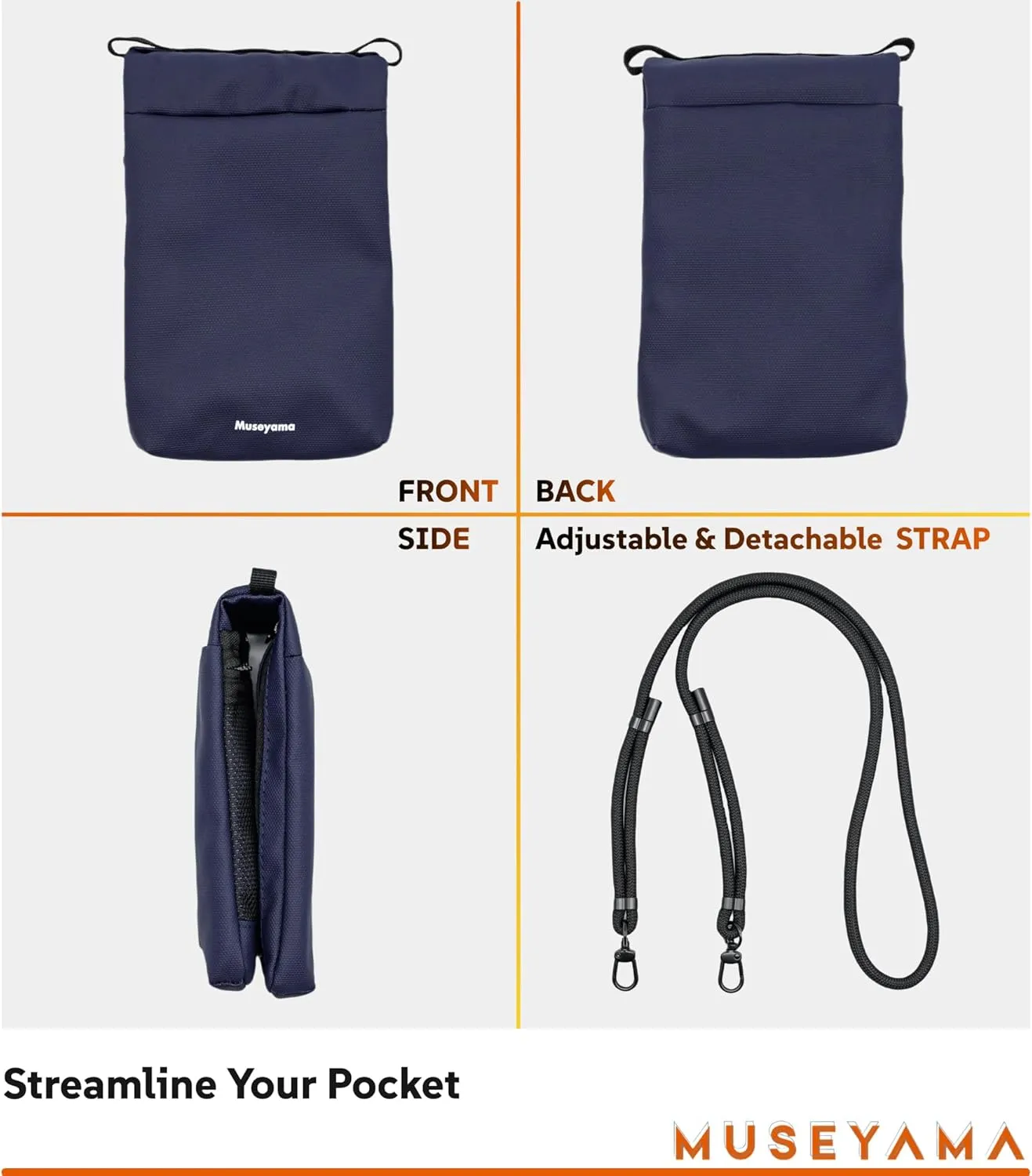 Small Crossbody Bag – Lightweight Foldable Water-Resistant Phone Purse with Adjustable/Detachable Strap