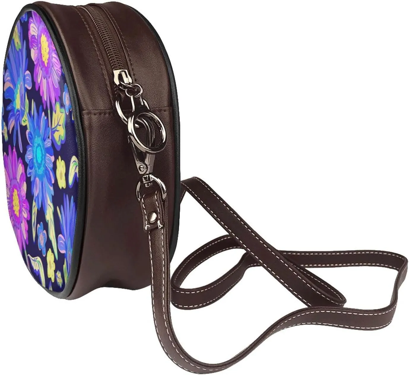 Small Crossbody Bags for Women Round Purses PU Leather Shoulder Bag with Adjustable Strap