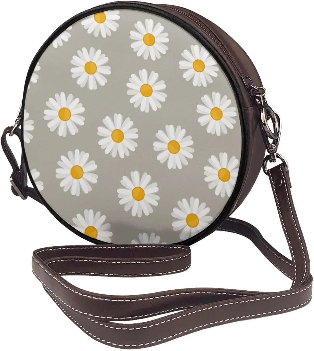Small Crossbody Bags for Women Round Purses PU Leather Shoulder Bag with Adjustable Strap