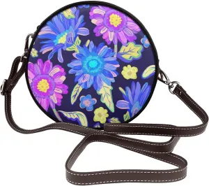 Small Crossbody Bags for Women Round Purses PU Leather Shoulder Bag with Adjustable Strap