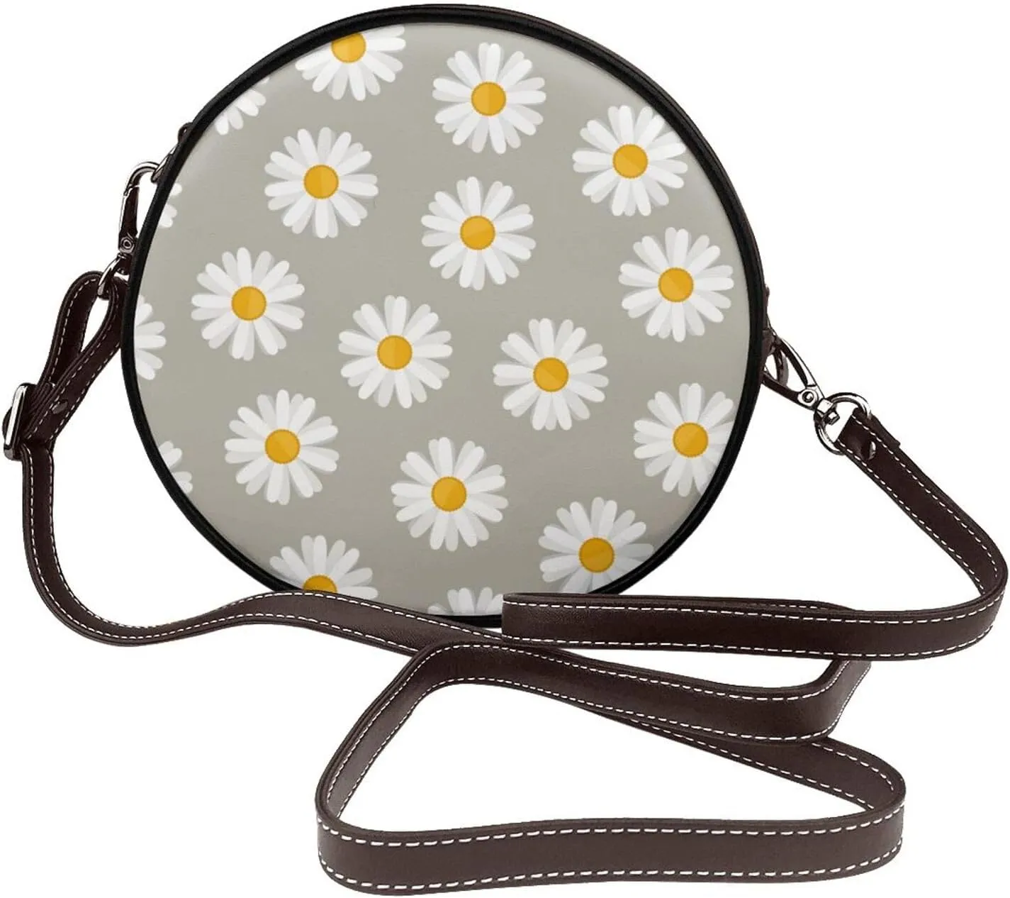 Small Crossbody Bags for Women Round Purses PU Leather Shoulder Bag with Adjustable Strap