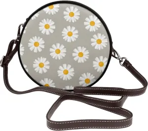 Small Crossbody Bags for Women Round Purses PU Leather Shoulder Bag with Adjustable Strap