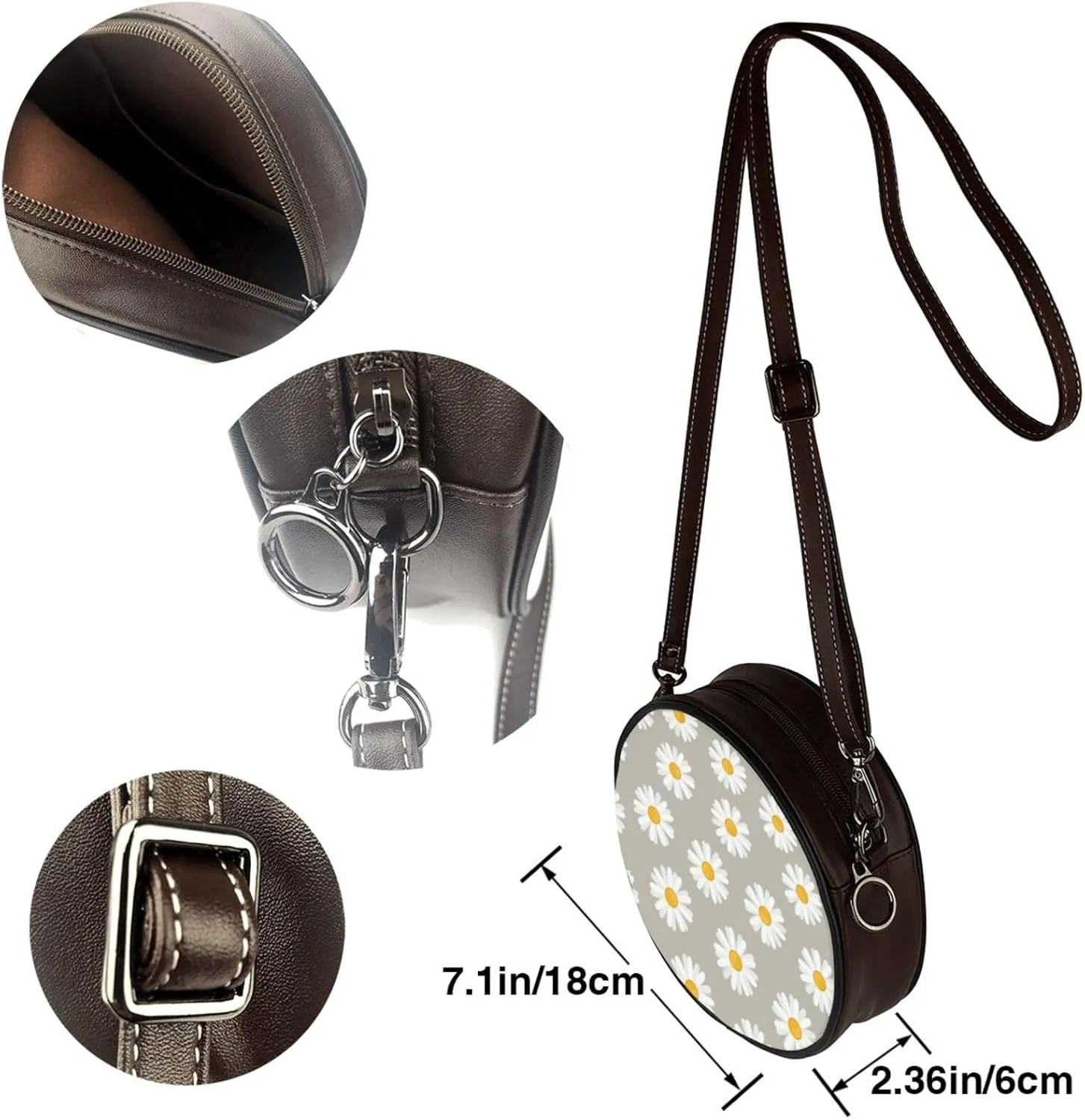 Small Crossbody Bags for Women Round Purses PU Leather Shoulder Bag with Adjustable Strap