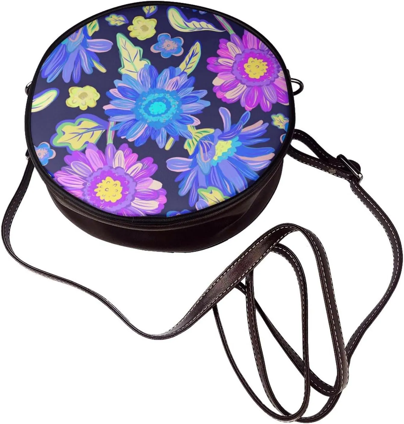 Small Crossbody Bags for Women Round Purses PU Leather Shoulder Bag with Adjustable Strap