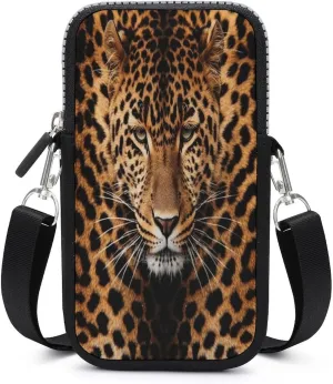 Small Crossbody Wallet Phone Bag,Depict A Leopard Print Cell Phone Purse,Travel Crossbody Bag