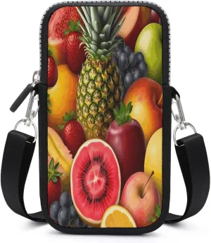 Small Crossbody Wallet Phone Bag,Fresh Juicy Fruits Print Cell Phone Purse,Travel Crossbody Bag